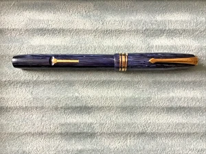 Vintage Conway Stewart 36 Blue Striated fountain pen, 14k #5 fine nib - Picture 1 of 12