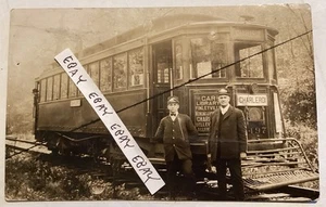 CHARLEROI PA TROLLEY LIBRARY FINLEYVILLE MONONGAHELA REAL PHOTO RPPC POSTCARD - Picture 1 of 4