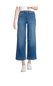 Lands' End Damen Petite Recover Denim hoher Bund weites Bein kurze Jeans 16 Petite - Bild 1 von 8