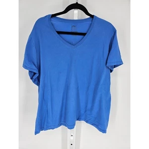 JMS Just My Size Womens Sz 3X Short Sleeve V Neck T Shirt Blue - Picture 1 of 3