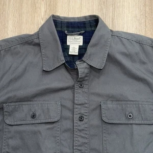 Camisa LL Bean Hurricane Talla L Gris Algodón Cepillado Franela Forrada Verde A Cuadros - Imagen 1 de 9