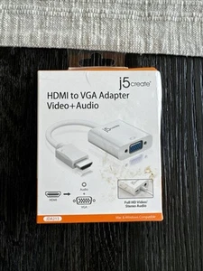 j5create HDMI To VGA Adaptr Video+Audio Male to Female Laptop Desktop JDA213 NEW - Picture 1 of 4