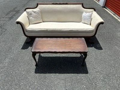 Antique Duncan Phyfe  Finely Carved Mahogany Parlor Sofa With Coffee Table - Image 1 of 4