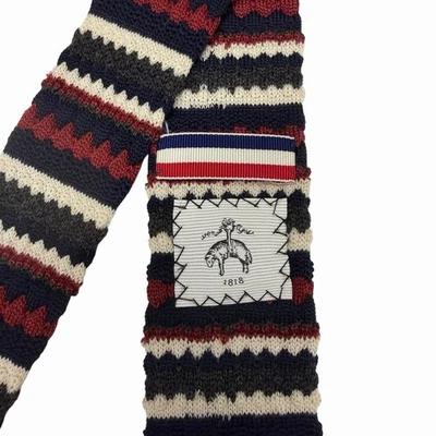 Corbata de lana delgada Brooks Brothers negra polar Thom Browne azul marino/crema/rojo 2" x 54" Foto 1 de 4