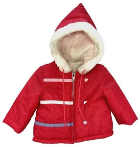 Cappotto invernale neonato vintage Sears bambino con cappuccio cuore bottoni M rosa caldo grande bambola - Foto 1 di 23