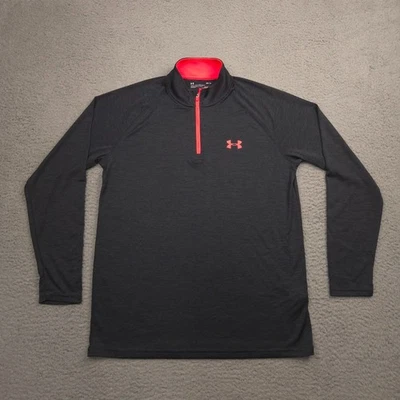 Under Armour Mens Tech 1/4 Zip HeatGear Long Sleeve Athletic Top M Black Red - Image 1 of 4