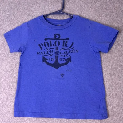 Polo Ralph Lauren Camiseta Niños 4T Azul Ancla Estampado Náutico Manga Corta Informal Foto 1 de 4