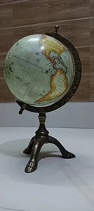 13" Antique Brass Terrestrial World Globe – Nautical Desktop Ornament - Picture 1 of 6