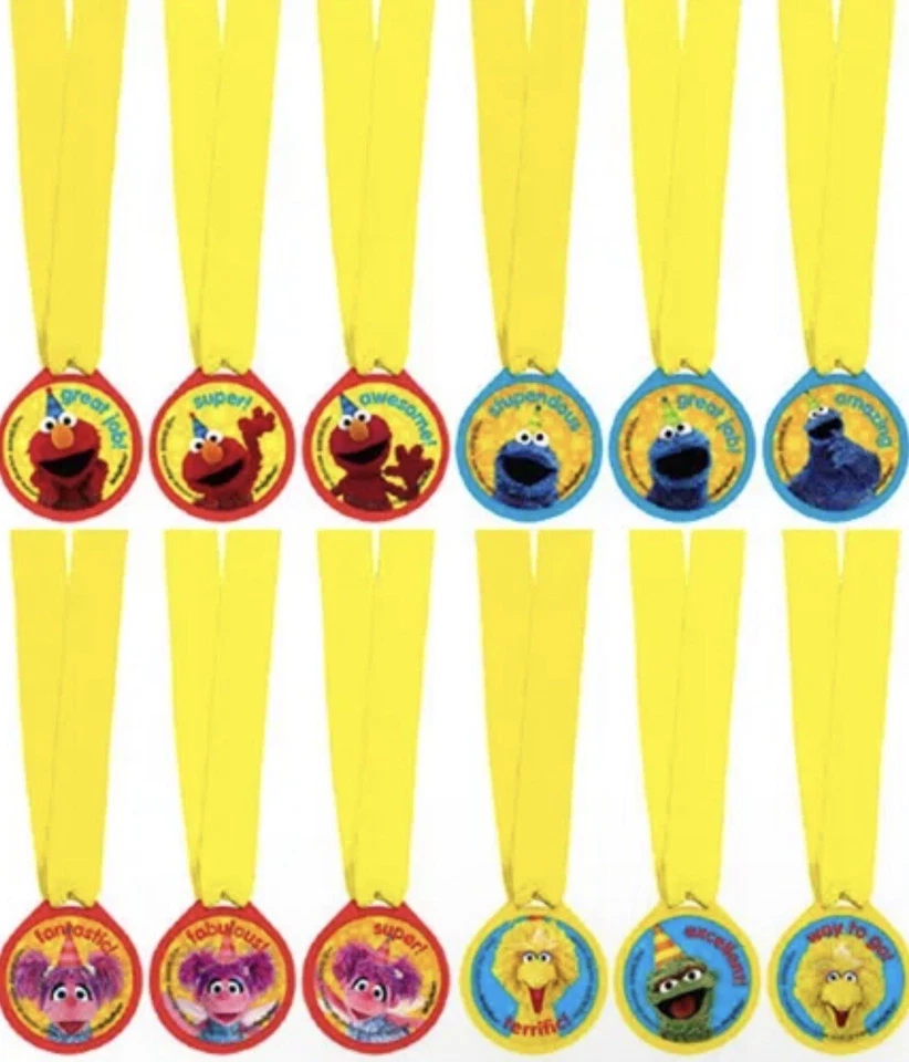 MEDALLAS DE PREMIO SESAME STREET STARS (12) ~ Suministros de fiesta de cumpleaños favores de plástico Foto 1 de 1