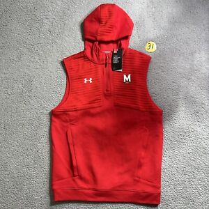 Maryland Terrapins Under Armor 1/4 Zip Hooded Vest Size Medium ￼NCAA Team Issue