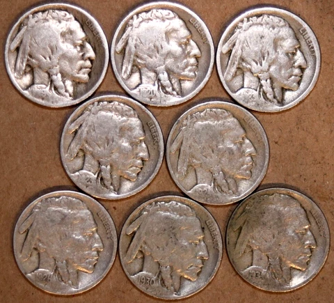 (8) Buffalo Nickels - Good/VG - 1919-1934 Range - #2895B Cover
