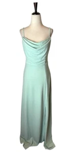 Birdy Grey Dress Women Medium Green Sage Cowl Neck Crepe Ash Maxi Gown NWT - Picture 1 of 14