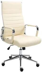 Chefsessel "Echtleder" creme Schreibtischstuhl Drehstuhl Bürostuhl Computerstuhl - Bild 1 von 8