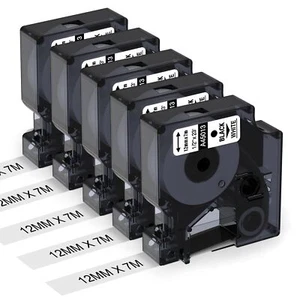 5x A45013 Etiquette Compatible avec Dymo D1 Ruban 12mm x 7m 45013 S0720530 Co... - Photo 1/8