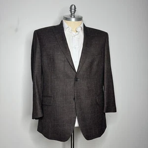 Jos A Bank Sport Coat Blazer 46R Mens Brown Check Wool Silk & Linen - Picture 1 of 12