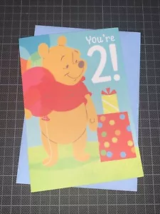 Hallmark 2nd Birthday Card: Disney Winnie The Pooh Balloon Baby Growing Cute - Picture 1 of 6