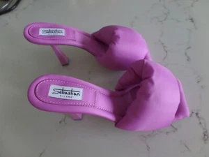 New SEBASTIAN Milano blast mule Pink leather heel sandals, sz 40 US 9, ITALY - Picture 1 of 8