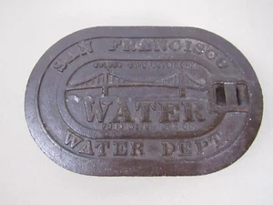 Vintage San Francisco Water Department Golden Gate Bridge Cast Iron Meter Cover - Picture 1 of 4