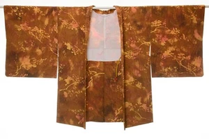 Antiguo kimono japonés vintage de seda BORO HAORI Kusakizome teñido/B842/540 - Imagen 1 de 7