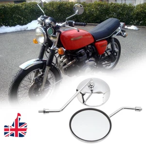 10mm Chrome Round Motorcycle Rearview Mirrors Universal For Suzuki Honda Triumph - Picture 1 of 12