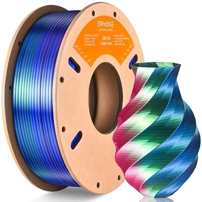 Silk Tri Color PLA Filament 3D Printer 1.75mm +/- 0.03mm, Multicolor Filament - Image 1 of 4