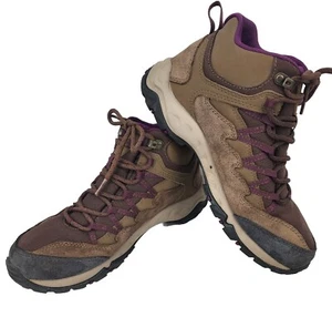 Columbia Womens Crestwood Mid Waterproof Hiking Boot Size 7 Brown And Plum - Picture 1 of 10