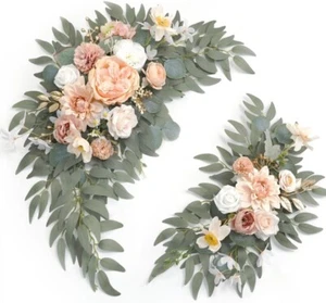 Faux Flower Swag Set of 2 for Wedding Welcome Signs Floral Decoration Champagne - Picture 1 of 4