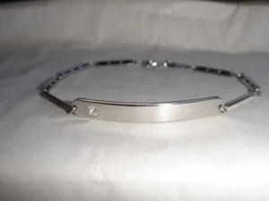 VINTAGE PLATIN DIAMANT EMAILLE GLIEDER ID ARMBAND 7,5" - Bild 1 von 12