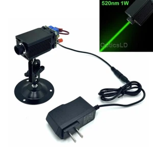 Módulo láser verde enfocable de alta potencia 520 nm 1 W con adaptador de 12 V y soporte TTL - Imagen 1 de 4
