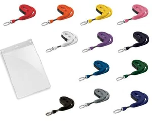 Schlichtes Schlüsselband Umhängeband 10 mm Lanyard mit A6 flexiblem Ausweishalter Geldbörse - Bild 1 von 1