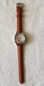 Visage Silver Tone Watch w/Floating Charms Brown Faux Band 5.5"-7.5 New Battery - Picture 1 of 4
