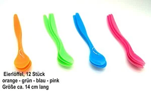 12 Eierlöffel, 4 Farben, ca. 14 cm lang, - Bild 1 von 4