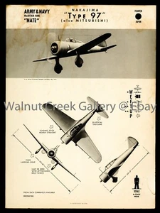 WWII Aircraft ID Poster, Nakajima Ki-27 "Nate", Art Print on 11x14" 09227 - Picture 1 of 1