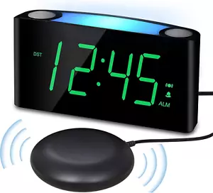 Extra Loud Vibrating Alarm Clock with Bed Shaker for Heavy Sleeper Deaf Hard of - Picture 1 of 12