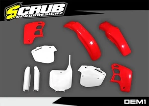 Honda CR500 1991-2001 red white OEM Color Plastics kit + fork guards - Picture 1 of 5