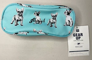 ASTUCCIO PORTAMATITE POTTERY BARN PB TEEN BULLDOG FRANCESE *ABIGAIL* NUOVO CANE AQUA FRENCHIES - Foto 1 di 2