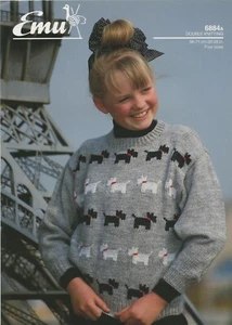 Emu Knitting Pattern 6884A DK Dog Sweater Children Chest 22-28 - Picture 1 of 2