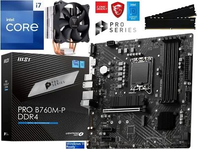 PC Aufrüstkit Intel Core i7-14700K bis 64GB DDR4 mit TPM 2.0 MSI PRO B760M-P - Bild 1 von 4