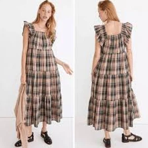 Madewell Flutter Sleeve Tiered Midi Dress Womens Size M - Picture 1 of 9