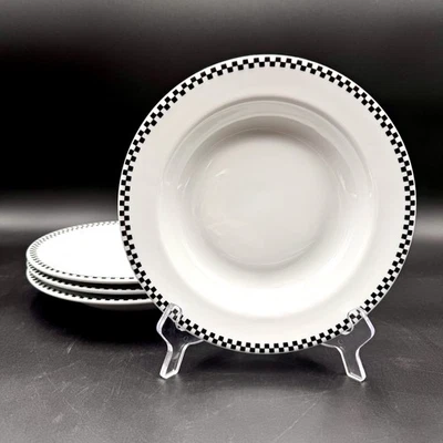 Caja y barril BLACK CHECK BORDER 8 7/8" cuencos para sopa cereal JUEGO/4 CBL35 Polonia Foto 1 de 4