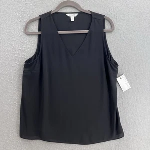 Camiseta sin mangas negra grande Nine West para mujer sin mangas cuello en V gasa carrera de negocios - Imagen 1 de 9