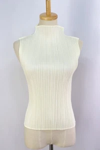 PLEATS PLEASE Ivory High Neck Sleeveless Top 068 9491 - Picture 1 of 6