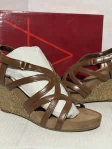Aerosoles Luxplush Braided Weave Wedge Sandals TAN/CHOCOLATE Womens Size 9M NEW! - Picture 1 of 4