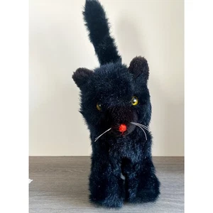 Vintage Mary Meyers schwarze Katze Halloween gelbe Glasaugen USA Plüsch 18 Zoll gewölbter Rücken - Bild 1 von 6