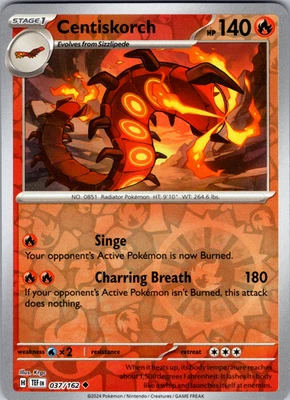 Centiskorch Reverse Holo 037/162 SV05: Temporal Forces Uncommon - NM - Image 1 of 2