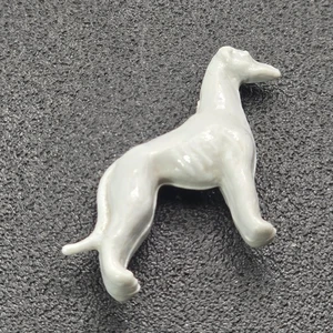 Vtg Greyhound Whippet Dog Miniature Figurine White Plastic 1"x0.75" Doll Decor - Picture 1 of 6
