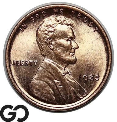 1925 Lincoln Cent Wheat Penny, Nice Red, Superb Gem BU++ RD - Image 1 of 3