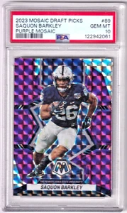 Mosaico Panini 2023 Saquon Barkley púrpura mosaico/49 #89 PSA 10 - Imagen 1 de 2