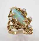 14K Yellow Gold Plated 3Ct Marquise Cut Lab Created Fire Opal Vintage Ring