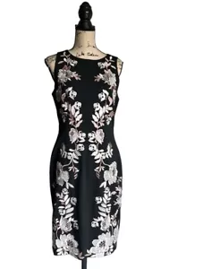 Antonio Melani Sleeveless Floral Embroidered Sheath Dress Size 8 - Picture 1 of 10